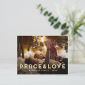 Peace & Love Modern Simple Typography Feestdagenkaart (Staand voorkant)