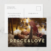 Peace & Love Modern Simple Typography Feestdagenkaart (Voorkant / Achterkant)