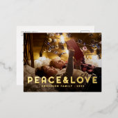 Peace & Love Modern Simple Typography Folie Feestdagen Briefkaart (Voorkant / Achterkant)