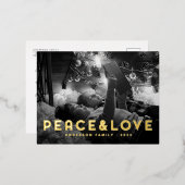 Peace & Love Modern Simple Typography Folie Feestdagen Briefkaart (Voorkant / Achterkant)