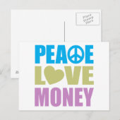 Peace Love Money Briefkaart (Voorkant / Achterkant)