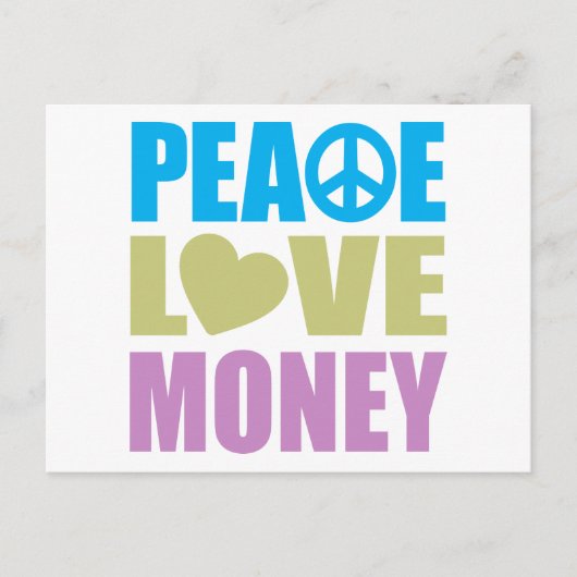 Peace Love Money Briefkaart (Voorkant)