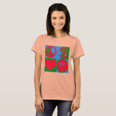 PEACE LOVE MONEY HAPPY women's t-shirt (Voorkant volledig)