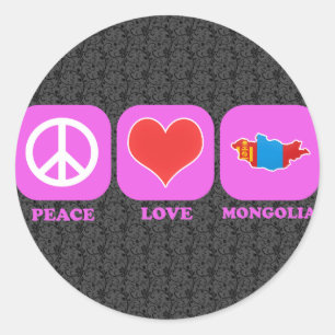 Peace Love Mongolia Ronde Sticker