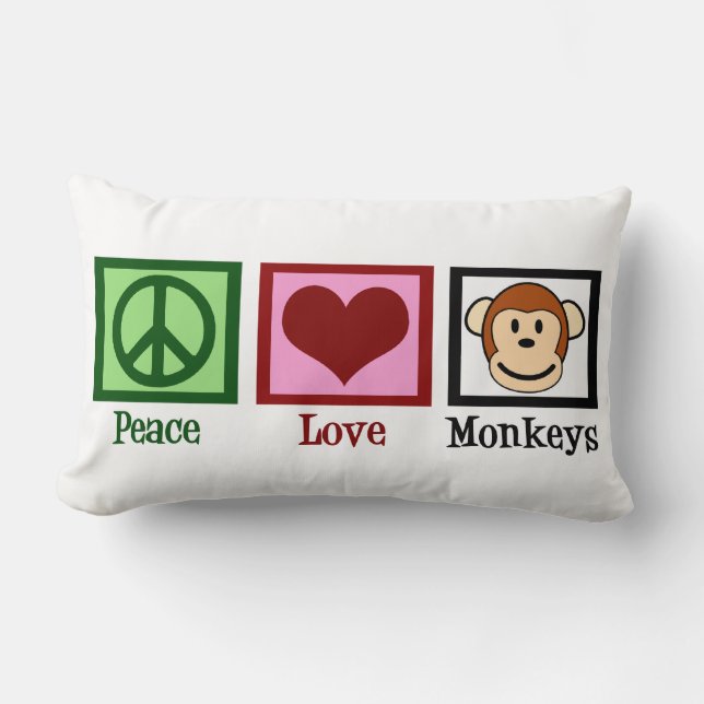 Peace Love Monkeys Kussen (Voorkant)