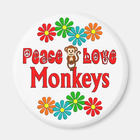 Peace Love Monkeys Magneet (Voorkant)