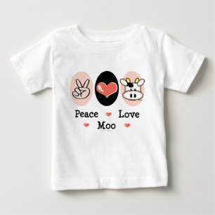 Peace Love Moo Cow Baby Lange hoes Tee Shirt 