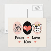 Peace Love Moo Cow Briefkaart (Voorkant / Achterkant)