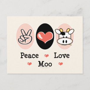 Peace Love Moo Cow Briefkaart
