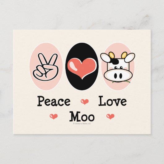 Peace Love Moo Cow Briefkaart (Voorkant)