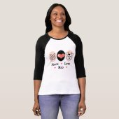 Peace Love Moo Cow Raglan T-shirt (Voorkant volledig)