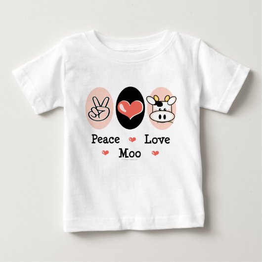 Peace Love Moo Koe Baby Lange hoes Tee Shirt (Voorkant)