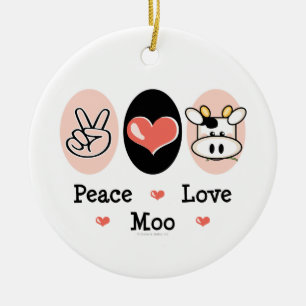 Peace Love Moo Ornament