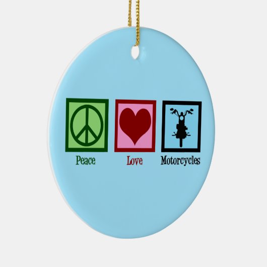 Peace Love Motorcycli Keramisch Ornament (Rechts)