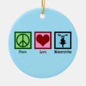 Peace Love Motorcycli Keramisch Ornament (Voorkant)
