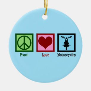 Peace Love Motorcycli Keramisch Ornament