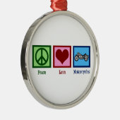 Peace Love Motorcycli Metalen Ornament (Rechts)