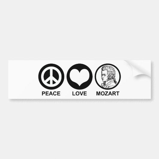 Peace Love Mozart Bumpersticker (Voorkant)
