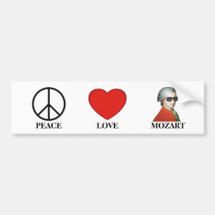 Peace Love Mozart - Muzikale Bumpersticker! Bumpersticker