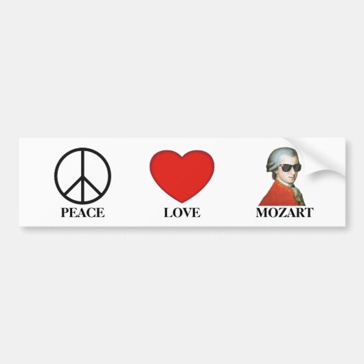 Peace Love Mozart - Muzikale Bumpersticker! Bumpersticker (Voorkant)
