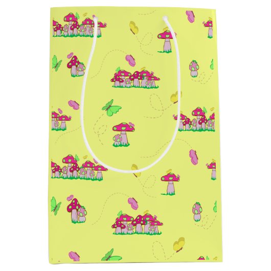 Peace Love Mushrooms Gift Bag Medium Cadeauzakje (Voorkant)