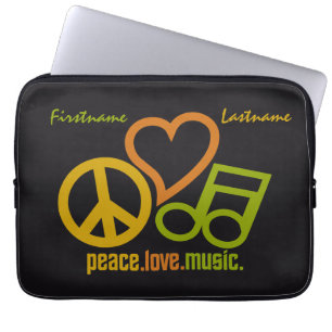 Peace Love Music aangepaste laptophoezen Laptop Sleeve