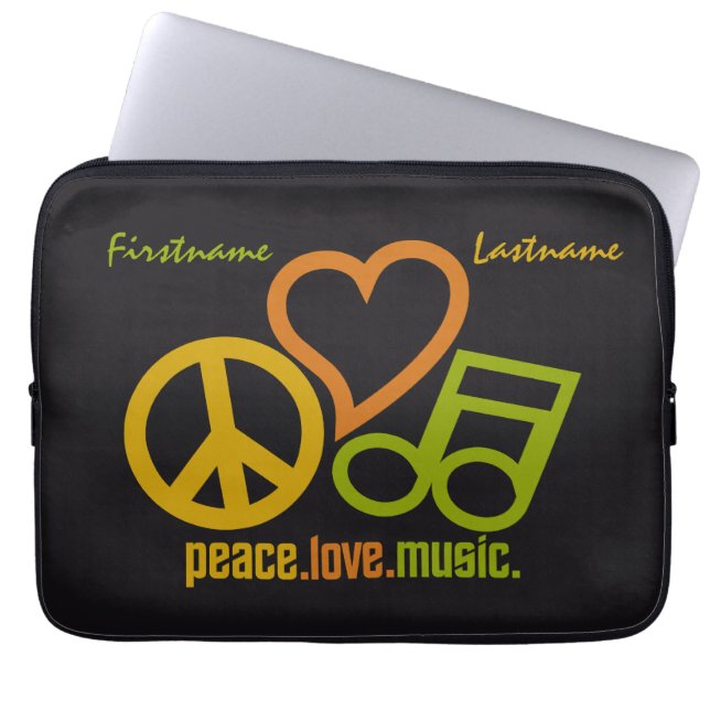 Peace Love Music aangepaste laptophoezen Laptop Sleeve (Voorkant)