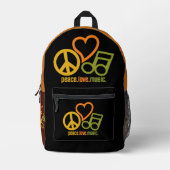 Peace Love Music, aangepaste naam Bedrukte Rugzak (Voorkant)