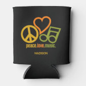 Peace Love Music, aangepaste naam Blikjeskoeler (Voorkant)