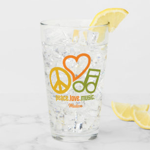 Peace Love Music, aangepaste naam Glas