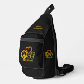 Peace Love Music, aangepaste naam Sling Bag (Rechterhoek)