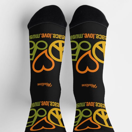 Peace Love Music, aangepaste naam Sokken (Top)