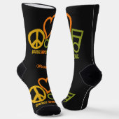 Peace Love Music, aangepaste naam Sokken (Gebogen)