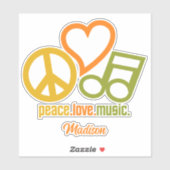 Peace Love Music, aangepaste naam Sticker (Vel)