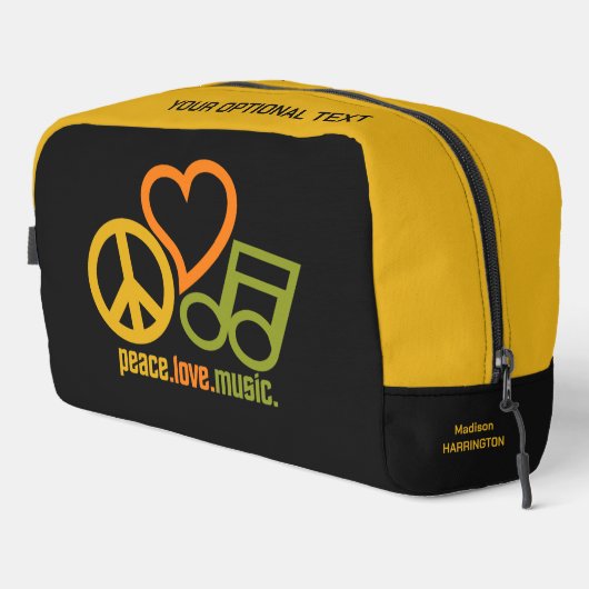 Peace Love Music, aangepaste naam Toilettasje (Rechterhoek)