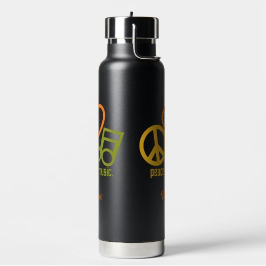 Peace Love Music, aangepaste naam Waterfles (Links)