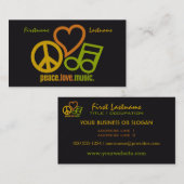 Peace Love Music aangepaste visitekaartjes (Voorkant / Achterkant)