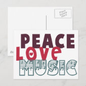 Peace Love Music Briefkaart (Voorkant / Achterkant)