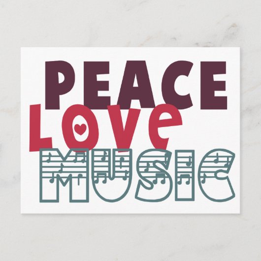 Peace Love Music Briefkaart (Voorkant)