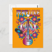 Peace-Love-Music Briefkaart (Voorkant / Achterkant)