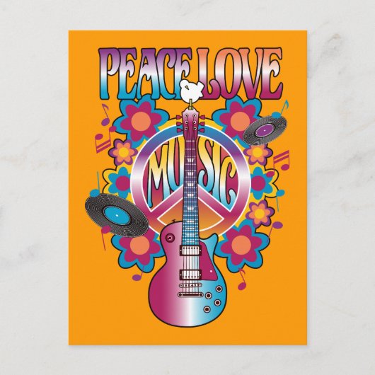 Peace-Love-Music Briefkaart (Voorkant)