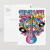 Peace Love Music Briefkaart (Voorkant / Achterkant)