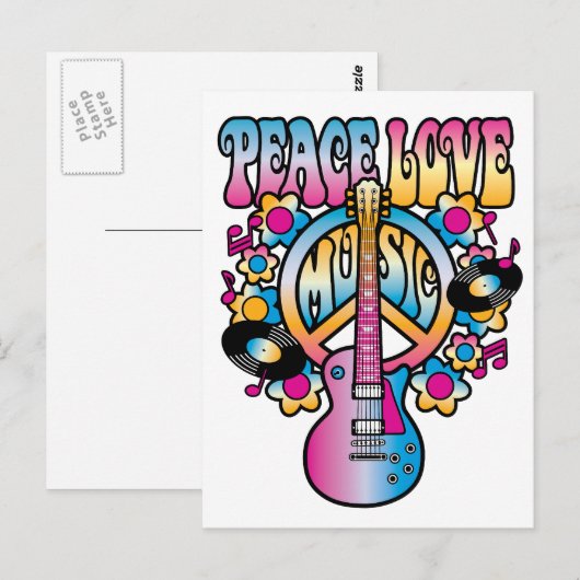 Peace Love Music Briefkaart (Voorkant / Achterkant)