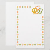 Peace Love Music briefpapier, pas aan Briefpapier (Voorkant / Achterkant)