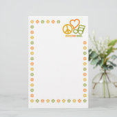 Peace Love Music briefpapier, pas aan Briefpapier (Staand voorkant)