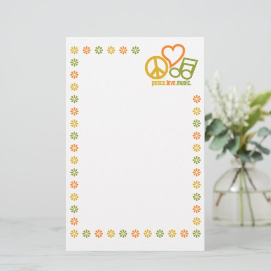 Peace Love Music briefpapier, pas aan Briefpapier (Staand voorkant)