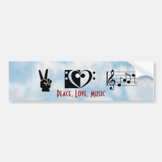 Peace, Love, Music Bumpersticker (Voorkant)