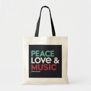 Peace Love & Music Canvas tas - Verspreid Positivi
