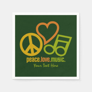 Peace Love Music Custom paper napkins Servet