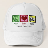 Peace Love Music Custom Schattigee Musicus Trucker Pet (Voorkant)